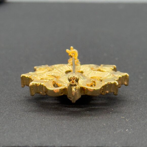 Vintage Napier Gold Tone Brooch Edwardian Revival Green & Clear Stones - Picture 8 of 10